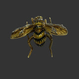 Vintage Black & Yellow Plique-A-Jour Enamel and Old European Cut Diamond 18K Yellow Gold Bee Brooch