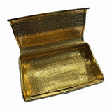 Vintage Italian 1960's Woven 18K Yellow Gold and Diamond Minaudiere/Evening Purse with Leather Outer Case