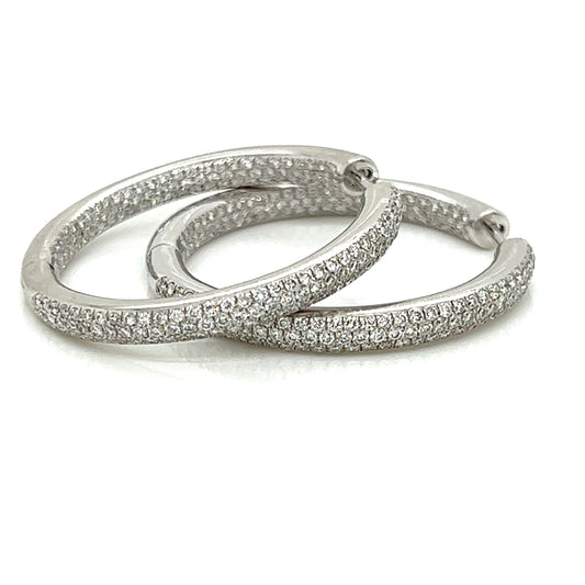 Designer Arato Of Italy 3.20 cttw Diamond In/Out Hoop Earrings 13685