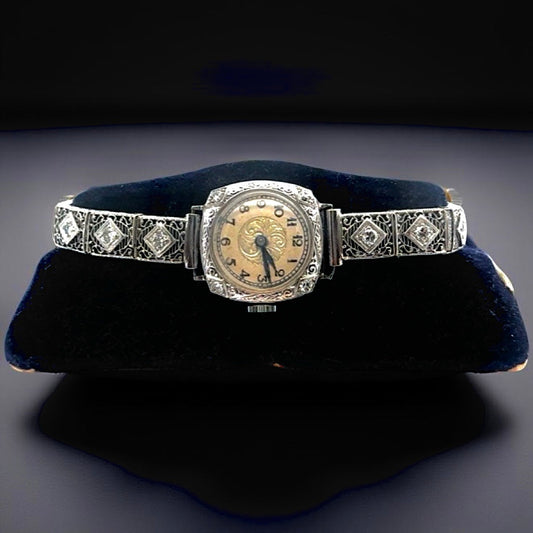 Art Deco  H.F. & Bros. 1.25 cttw. Diamond 14K White Gold Watch, Circa 1925