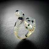 Effy White and Black Diamond, Emerald and 14K Rose Gold Panther Ring