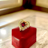 Estate Fine .80 ct Pear Shape Ruby & 1.37 cttw Diamond Yellow Gold Ring 15062