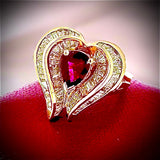 Estate Fine .80 ct Pear Shape Ruby & 1.37 cttw Diamond Yellow Gold Ring 15062