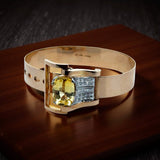 Birks Natural No Heat 13.68ct Yellow Sapphire (Sri Lanka) and Diamond 14Kt/Platinum Buckle Bracelet