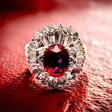 Estate 2.12 ct Fine Oval Ruby 1.90 cttw Diamond 18K Two-Tone Ring 15061