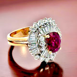 Estate 2.12 ct Fine Oval Ruby 1.90 cttw Diamond 18K Two-Tone Ring 15061