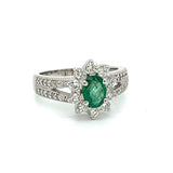 Estate Designer Fana .90 ct Emerald Diamond Halo Ring 13795