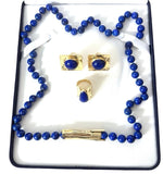 Estate Bamboo Lapis Lazuli 14K Yellow Gold Necklace