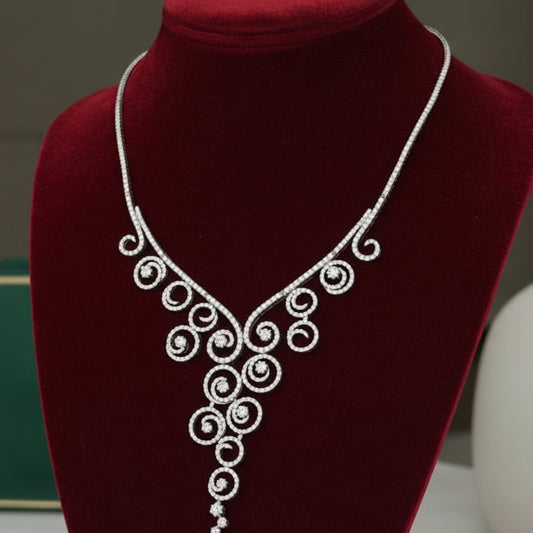 Italian Swirl 12.65cttw Diamond 18K White Gold Necklace