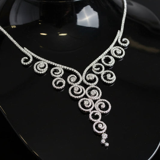 Italian Swirl 12.65cttw Diamond 18K White Gold Necklace