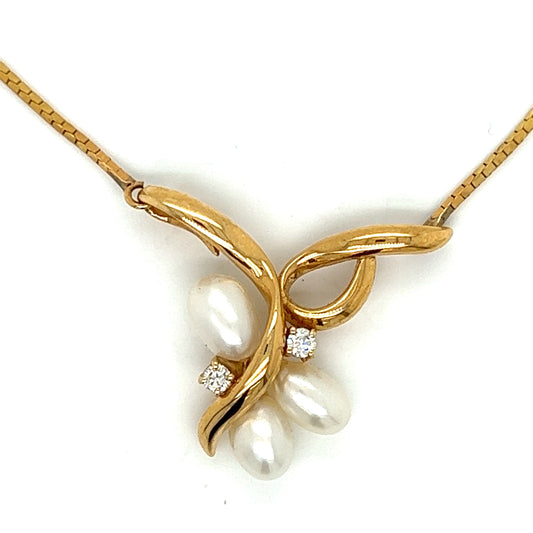 Estate Freshwater Pearl Diamond Necklace 13859