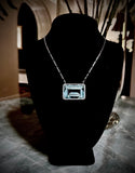 Estate Fine 97.15 ct Aquamarine 1.00 cttw Diamond 14K White Gold 22" Necklace 15081