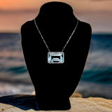 Estate Fine 97.15 ct Aquamarine 1.00 cttw Diamond 14K White Gold 22" Necklace 15081