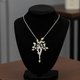 Natural Multi Color Diamond Platinum Necklace and Brooch