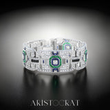 New Aristocrat Collection Inspired By Cartiers Charles Jacqueau Diamond Emerald Sapphire Onyx White Gold Bracelet 15090