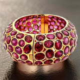 Estate Italian 339.00 cttw Oval Cut Pink Toumaline Bold 18K Yellow Gold Bangle 15226