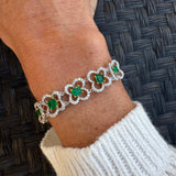 Designer AV Diamond and Emerald 18Kt Yellow and White Gold Bracelet