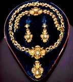 Victorian 1880's Emerald, Opal Suite in Original Box - Necklace, Pendant, Bracelet and Earrings 14Kt Yellow Gold