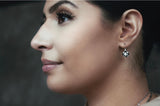New Aristocrat Art Deco Reproduction Diamond and Black Enamel Dangle Earrings 11775