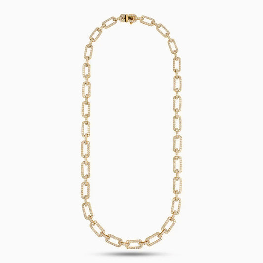 10.35cttw Diamond Link 14Kt Yellow Gold Necklace