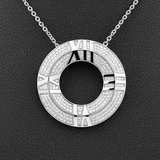 Tiffany & Company Diamond and 18K White Gold Roman Numeral Pendant