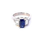 Estate Sapphire 2.02 ct No Heat Sri Lanka (GIA) and Diamond 3-Stone Ring 15245