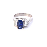 Estate Sapphire 2.02 ct No Heat Sri Lanka (GIA) and Diamond 3-Stone Ring 15245