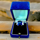 Estate Impressive 8.98 ct Emerald Cut Sapphire (GRS)  and Diamond 1.30 cttw 3-Stone Ring 15246