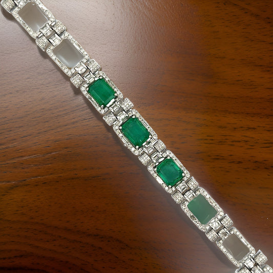 Estate 9.43 cttw Emerald 2.81 cttw Diamond Bracelet 14650