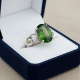 Estate 6.32 ct Peridot and .35 cttw Diamond Platinum Ring 15256