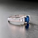 Estate 1.28 ct Fine Oval Sapphire and Diamond Platinum Ring 15260