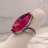 Estate Bold Custom 15.38 ct Pink Tourmaline and Diamond Platinum Ring 15262