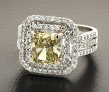 Estate 2.10 ct Natural Fancy Brownish Greenish Yellow Diamond 18K White Ring 14736