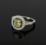Estate 1.31 ct Natural Fancy Brownish Greenish Yellow (GIA) Diamond 14K White Gold Ring 14740