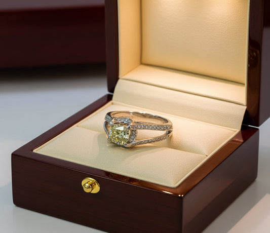 Estate Designer Verragio 1.21 ct Natural Fancy Yellow (GIA) Diamond 18K White Gold Ring 14738