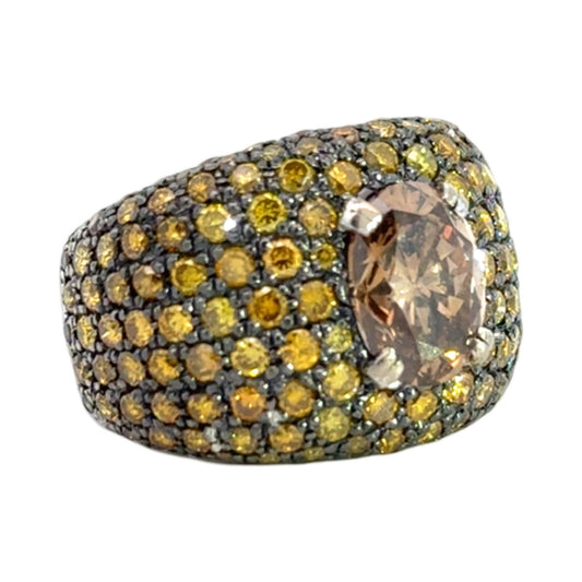 Natural Fancy Yellow Diamond and 18K White Gold Ring