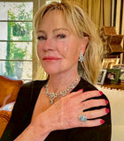 Property Of Hollywood Actress Melanie Griffith Aquamarine 19.00 cttw 3.50 cttw Diamond 18Kt White Gold Necklace & Earrings 14759