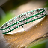 New Aristocrat Art Deco Reproduction 12.37 cttw Fine Emerald and Diamond Bracelet 10847