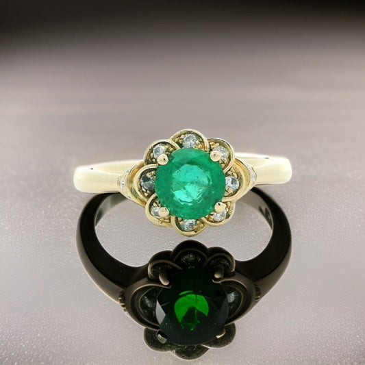 Designer Leo Schachter .85 ct Emerald Diamond Ring 14764