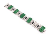 Authentic 1925 Art Deco 8.52 cttw Diamond Jadeite Black Enamel Platinum Bracelet 15289