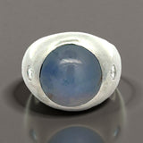 Vintage Cabochon Star Sapphire and Diamond Platinum Gents Ring