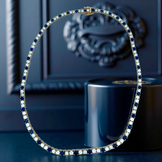 Diamond and Sapphire 18K Yellow Gold Neklace