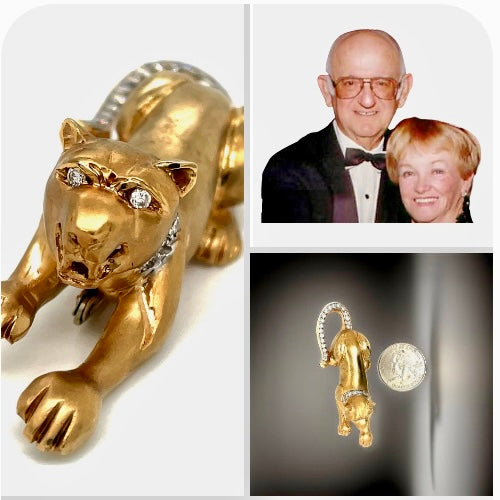 Estate Of Iconic Music Composer Earle & Eloise Sidwel Hagen 1.75 cttw Diaond Panther Brooch Panther 14095