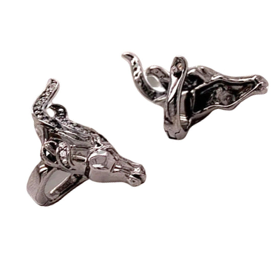 Diamond and Black Rhodium Horse Earrings