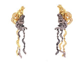 18K Yellow Gold and Black Rhodium .70 cttw Diamond Horse Earrings 07876