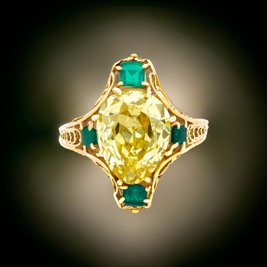 Estate Rare Tiffany & Company Museum Worthy Circa 1920 4.02 ct Natural Fancy Vivid Yellow Diamond (GIA) 15301