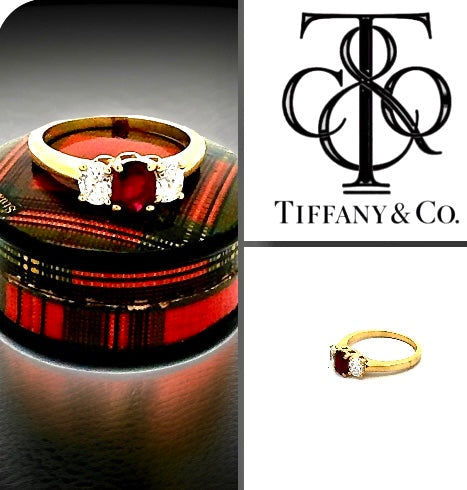 Dallas Estate Tiffany & Co.50 ct Ruby .50 cttw Diamond Yellow Gold Ring 14911