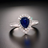 14K White Gold 1.65 ct Sapphire and Diamond Halo Ring 00887