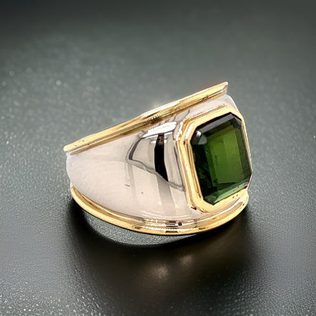 Estate 5.30 ct Green Tourmaline Ring 12271