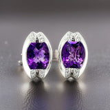 New Designer Rina Limor 17.07 ct Amethyst .58 cttw Diamond Earrings 13766